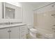 Bathroom featuring a vanity with marble countertop and a bathtub with shower at 1101 W 1St St # 408, Charlotte, NC 28202