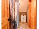Bathroom with a white vanity, tile floors, and a shower with an Italian-themed curtain at 1307 Tiffany Ln, Shelby, NC 28152