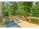 Outdoor deck with patio furniture, overlooking a private backyard at 1338 Pell Dr, Lincolnton, NC 28092