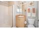 Functional bathroom with a shower, vanity, and bright lighting at 15318 Coventry Court Ln, Charlotte, NC 28277