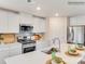 Modern kitchen with stainless steel appliances, white cabinetry, and a functional island at 1611 Spring Lot Dr, Edgemoor, SC 29712