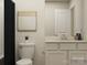 Well-lit bathroom featuring a modern vanity, toilet, and stylish decor at 1621 Spring Lot Dr, Edgemoor, SC 29712