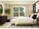 Sunlit bedroom with large windows, a comfortable bed, dresser, and a decorative tree at 1621 Spring Lot Dr, Edgemoor, SC 29712