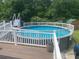 Inviting in-ground pool featuring white fence, stairs, and wooden deck perfect for recreation at 1658 Hillcrest Ave, Lancaster, SC 29720