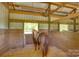 Well-maintained horse stall with a friendly horse looking out the window for a country estate at 1780 Sierra Rd, York, SC 29745