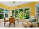 The sun-drenched breakfast nook features views of trees from the large windows, and a comfortable seating area at 221 Grayrock Dr, Statesville, NC 28677