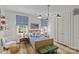 Bright bedroom featuring two windows, hardwood floors, comfortable furniture, and white built-in cabinets at 2322 Hopedale Ave, Charlotte, NC 28207