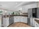 Bright kitchen with granite counters, stainless steel appliances, and large windows with backyard views at 2608 Carmarthen Ct, Matthews, NC 28104