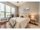 Cozy bedroom with a large window, desk, and beach-themed décor at 2988 Textile Way, Charlotte, NC 28205