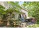 Backyard patio with outdoor dining set and mature landscaping at 3710 Cheleys Ridge Ln, Charlotte, NC 28270