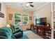 Bright office space with natural light, comfortable seating, and built-in media console for functionality at 4093 Perth Rd, Fort Mill, SC 29707