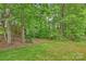 Picturesque backyard showcasing vibrant green grass and a tranquil wooded area at 427 Pinnacle Ln, Huntersville, NC 28078
