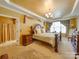 Comfortable main bedroom with decorative tray ceiling, large window, and ornate furniture at 5076 Timber Falls Dr, Indian Land, SC 29707