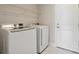 Efficient laundry room with modern washer and dryer units, and shelving at 6220 Raven Rock Dr, Denver, NC 28037