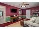 This carpeted living room features two-tone walls and a large TV at 727 Skinner Rd, Shelby, NC 28152
