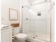 This bathroom offers a walk-in shower, a clean design, and modern fixtures at 130 Rail Crossing Ln # 101, Charlotte, NC 28209