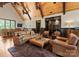Cozy living room with exposed beams, a fireplace, and comfortable seating, creating a relaxing atmosphere at 172 Tennessee Cir, Mooresville, NC 28117