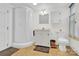 Bathroom with a stand up shower, white vanity, and neutral flooring at 221 Abner Rd, Stony Point, NC 28678