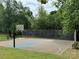Outdoor basketball court is ready for play and recreation, complete with hoops, benches, and fencing at 2638 Double Oaks Rd, Charlotte, NC 28206