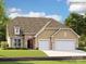 Charming two-story home featuring a stone and siding facade, a two car garage and well-manicured lawn at 3915 Horsham St, Indian Land, SC 29707