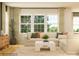 Sunlit living room featuring a comfortable sectional, stylish coffee table, and large windows at 3915 Horsham St, Indian Land, SC 29707