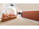 Cozy home theater boasts leather seating, movie screen, and built in storage at 8451 Ridgewood Rd, Sherrills Ford, NC 28673