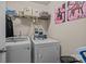 Functional laundry room with modern appliances and storage shelves for efficient home management at 9437 Tavistock Ct, Matthews, NC 28105