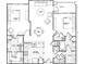 Detailed floor plan showcasing two bedrooms, two bathrooms, living area, kitchen, and balcony layout at 1000 E Woodlawn Rd # 408, Charlotte, NC 28209
