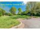 Open field with lush green grass and mature trees, offering space for outdoor activities at 1000 E Woodlawn Rd # 408, Charlotte, NC 28209