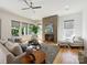 Spacious living room featuring a modern fireplace, multiple seating areas, and lots of light creating a cozy atmosphere at 1009 Belmont Ave, Charlotte, NC 28205
