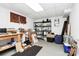 Unfinished storage room equipped with shelving and space for organization and storing boxes at 10209 Thomas Payne Cir, Charlotte, NC 28277