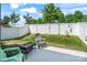 Inviting backyard featuring well-maintained green grass, a privacy fence, and a cozy seating area with a firepit at 10436 Dalton Woods Nw Ct, Huntersville, NC 28078