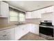 Classic kitchen with white cabinets, stainless steel oven, and charming accents above cabinets, creating a welcoming space at 1105 S Church S St, Monroe, NC 28112