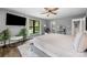 Bright and spacious main bedroom with hardwood floors, recessed lighting, and large windows at 17403 Green Hill Rd, Charlotte, NC 28278