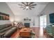 Cozy living room features hardwood floors, a fireplace, comfortable seating, and ample natural light at 1800 Oriole Ct, Monroe, NC 28112