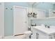 Bright bathroom with white subway tile, white vanity, and modern fixtures at 2125 Southend Dr # 339, Charlotte, NC 28203