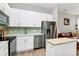 Stylish kitchen features stainless steel appliances, ample counter space, white cabinetry, and island at 2125 Southend Dr # 339, Charlotte, NC 28203
