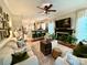 Open floor plan showcases a fireplace, hardwood floors, and seamless flow to the kitchen at 2600 Kirkholm Dr, Matthews, NC 28105