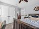 Charming bedroom features a ceiling fan, light-colored walls, and a large closet with plenty of storage space at 270 Conifer Way, Shelby, NC 28150