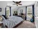 Bright bedroom with two large windows, a ceiling fan, neutral walls, and ample space for relaxing or working at 270 Conifer Way, Shelby, NC 28150