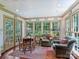 Inviting sunroom with large windows, wood floors, and comfortable seating area at 3040 Valencia Ter, Charlotte, NC 28211
