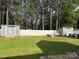 Fenced backyard featuring lush lawn, mature trees, and two storage sheds, offering ample storage space at 311 Masters Dr, Rock Hill, SC 29732