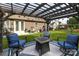 A backyard features a pergola with cushioned seating and a fire pit at 3186 Helmsley Ct, Concord, NC 28027