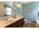 A full bathroom with double vanity, mirrors and good storage space at 3186 Helmsley Ct, Concord, NC 28027