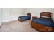 Well-lit bedroom featuring carpet, twin beds with wooden frames, and natural light at 3512 Gibbon Terrace Ct, Charlotte, NC 28269