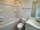Bright bathroom features a shower and tub combination and vanity at 412 Nathaniel Way # Brx0052, Charlotte, NC 28213