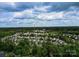 Aerial view of a residential neighborhood with lush trees under a cloudy sky at 4332 Bathurst Dr, Charlotte, NC 28227