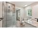 Bathroom with a glass shower and granite countertop at 814 Marve St, Gastonia, NC 28052