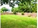 Picturesque backyard featuring a lush green lawn and a wooden privacy fence at 8218 Lynnewood Glen Dr, Charlotte, NC 28269