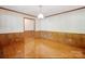 Dining room with hardwood floors, vintage wallpaper and wood trim at 993 Jackson Rd, Fort Lawn, SC 29714
